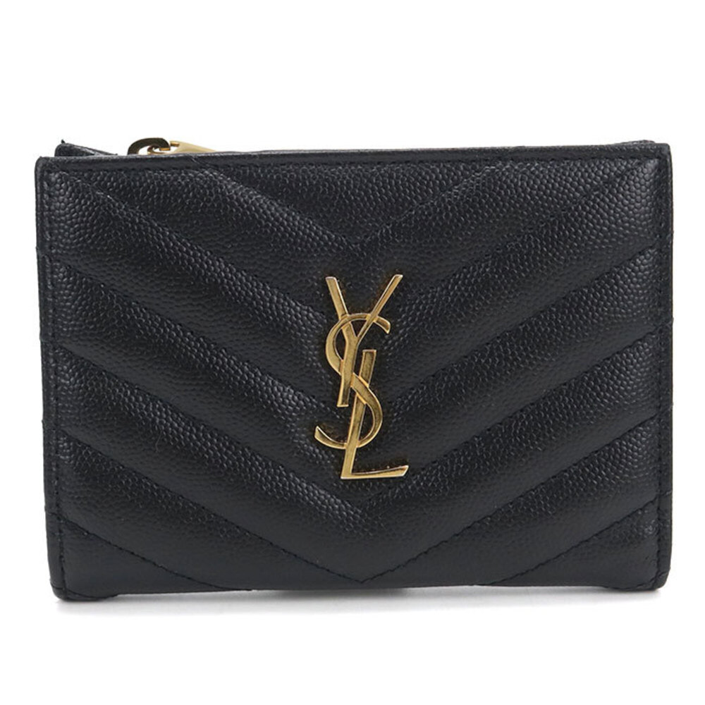 SAINT LAURENT bi-fold wallet 668287 zip monogram 2-part women's black